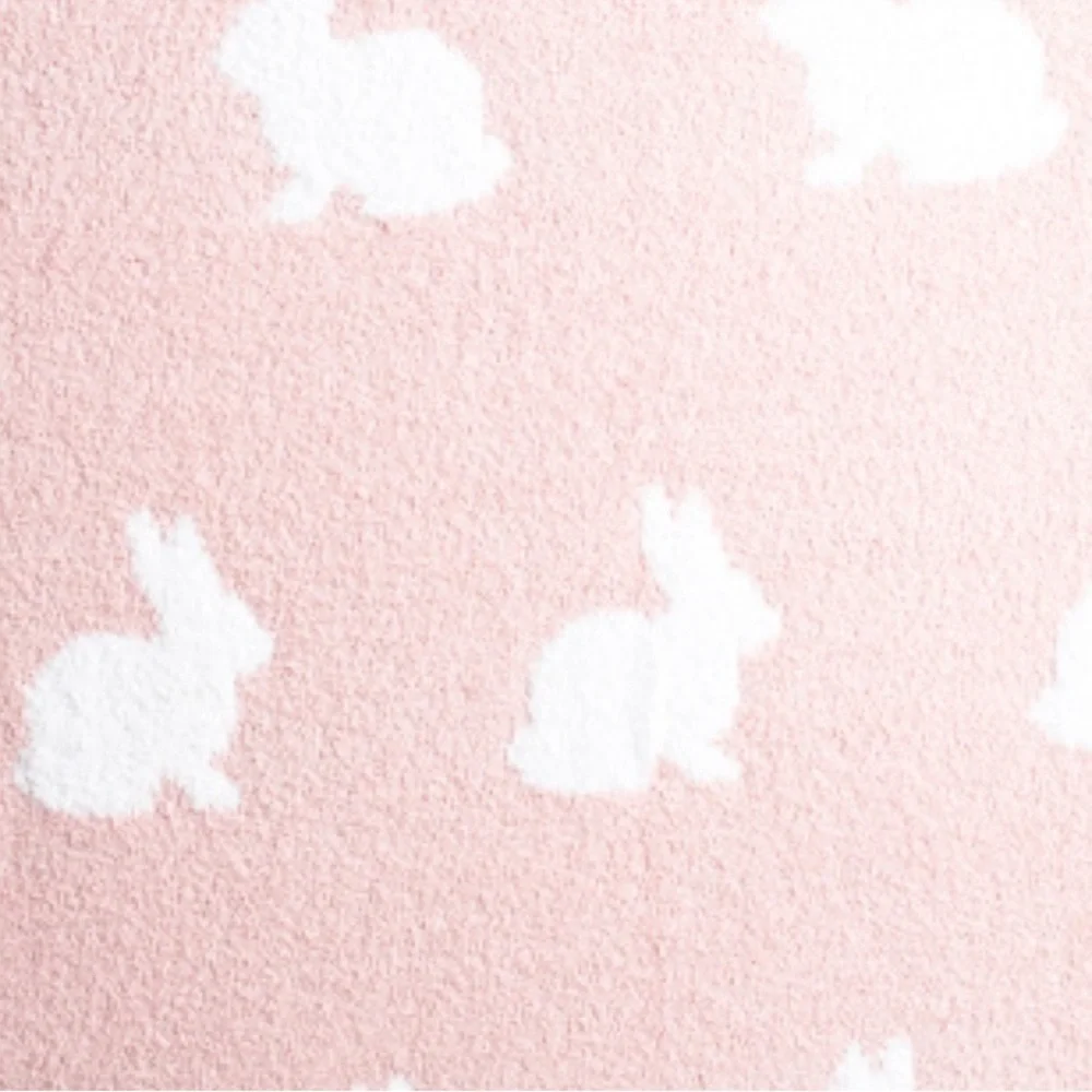 The Farmhouse by Rachel Ashwell Feather Knit Pink Easter Bunny Throw Blanket